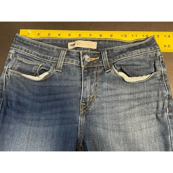Levi's jeans womens 27 low rise skinny stretch 25 x 30 denim blue - Picture 6 of 12